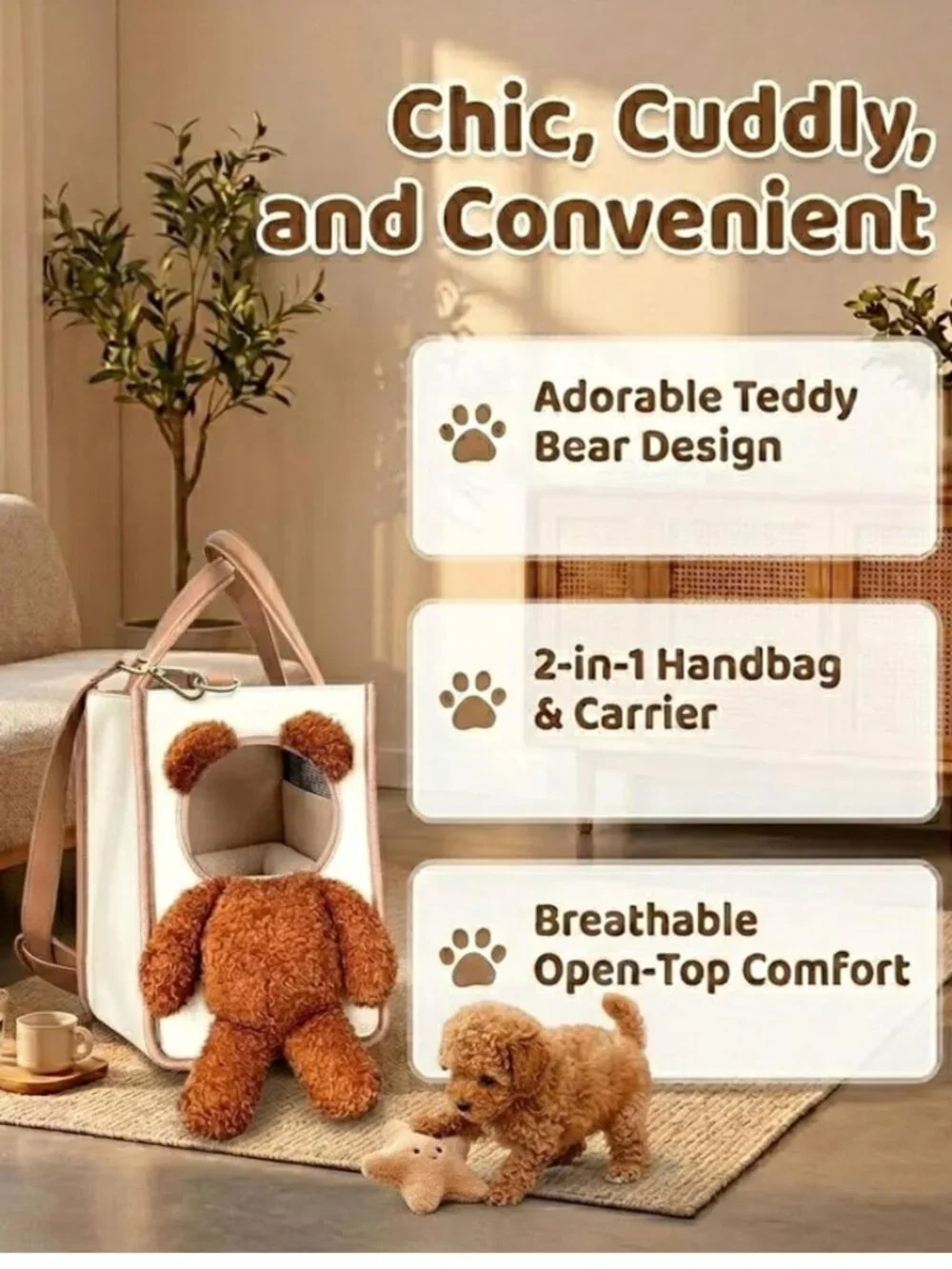 Teddy Bear Pet Carrier Bag, BRAND NEW - Small